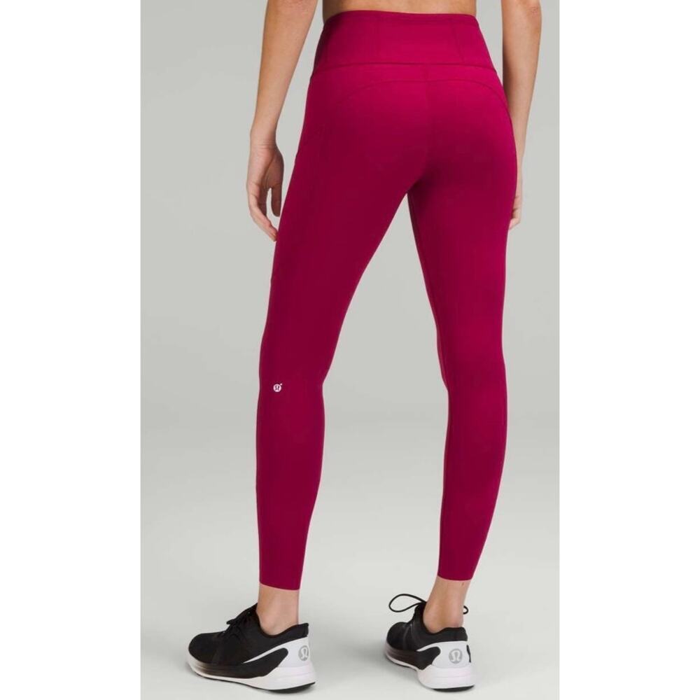 Lululemon Fast and Free High-Rise Crop 23" Brushed Nulux, Pomegranate, size 10